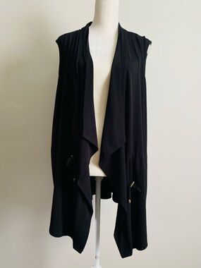 Susan Graver Everyday Liquid Knit Black Vest 2X Lagenlook Chic Casual Travel